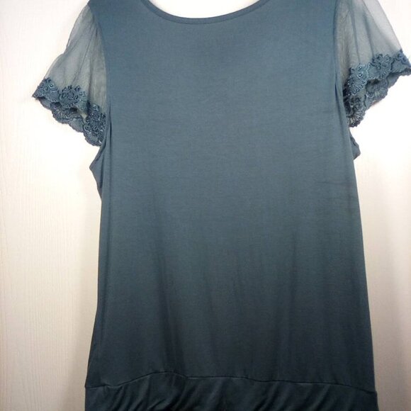 Hillard & Hanson top with sheer detailed short sleeves Size: XL - Picture 9 of 16